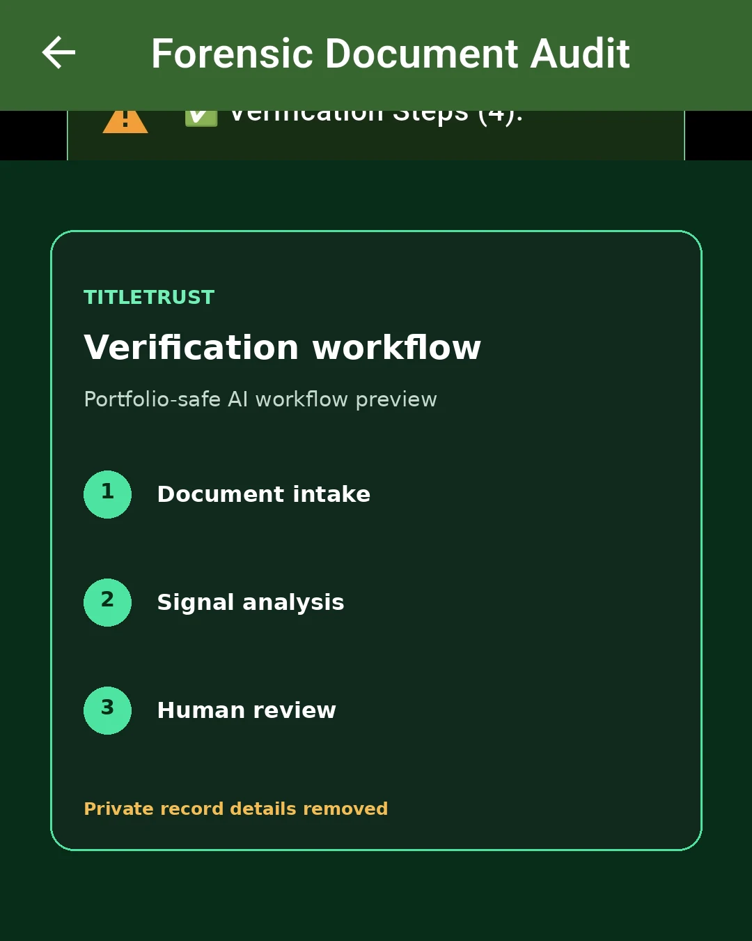 TitleTrust portfolio-safe verification workflow preview